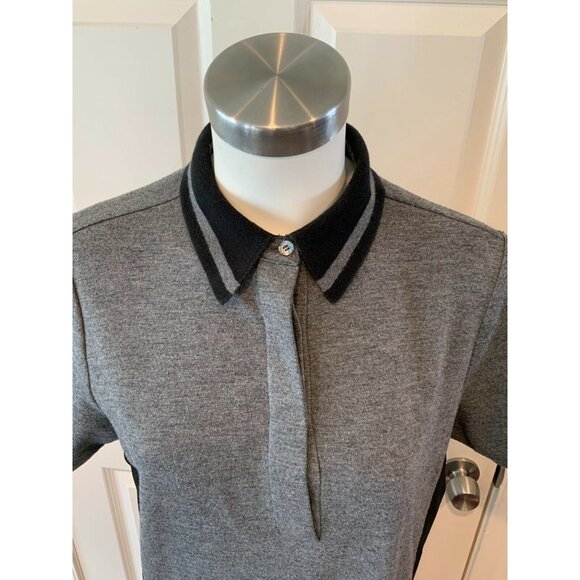 Public School New York Gray Striped Short Sleeve Knit Polo Dress, Size Small - Picture 2 of 9
